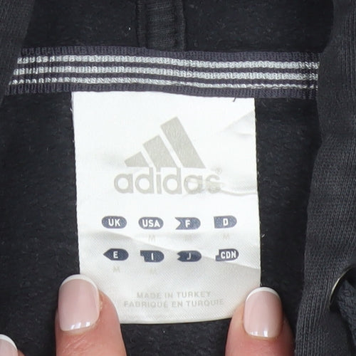 Adidas Men's Black Full Zip Hoodie Size M Sports Fleece Cotton