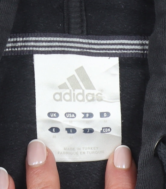 Adidas Men's Black Full Zip Hoodie Size M Sports Fleece Cotton