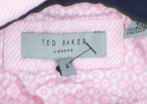 Ted Baker Women Pink Polo Shirt Size 14 Cotton Short Sleeve