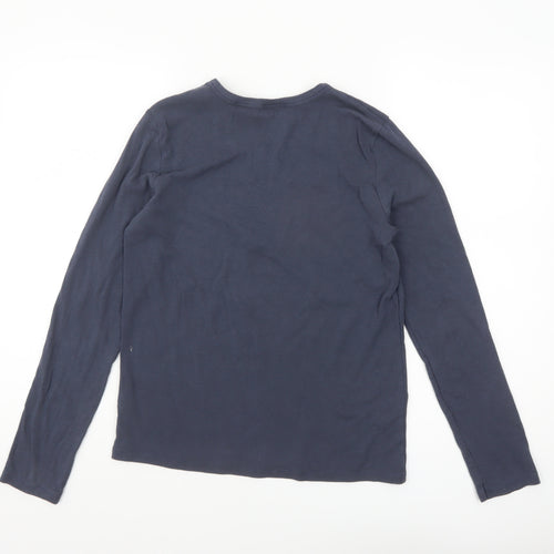 Jones New York Women Blue Long Sleeve Cotton Modal T-Shirt L