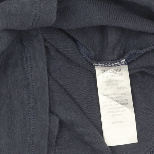 Jones New York Women Blue Long Sleeve Cotton Modal T-Shirt L