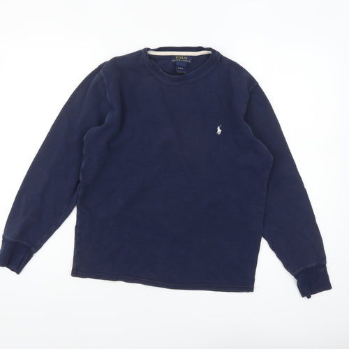 Ralph Lauren Women's Blue Cotton Long Sleeve Crew Neck T-Shirt Size S