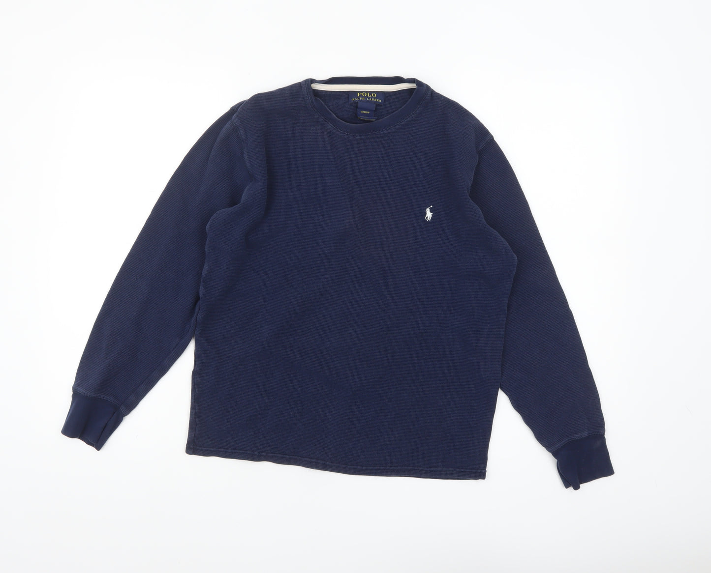 Ralph Lauren Women's Blue Cotton Long Sleeve Crew Neck T-Shirt Size S