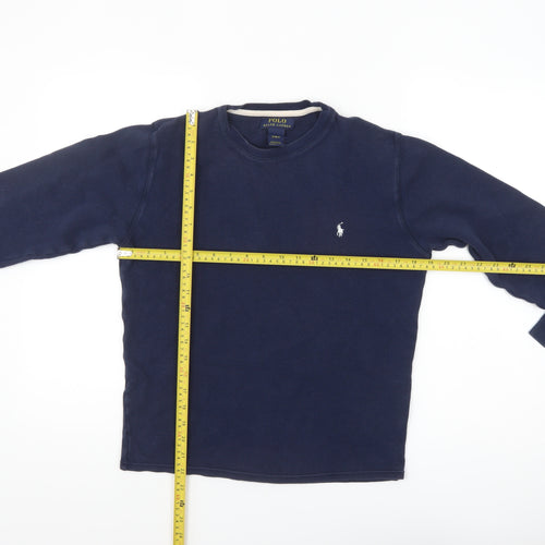 Ralph Lauren Women's Blue Cotton Long Sleeve Crew Neck T-Shirt Size S