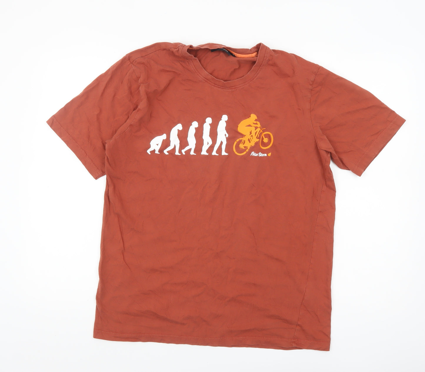 Peter Storm Men's Brown Funny Cycling Graphic Cotton T-Shirt M