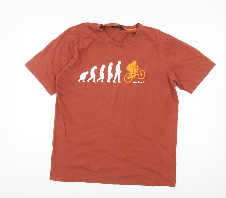 Peter Storm Men's Brown Funny Cycling Graphic Cotton T-Shirt M