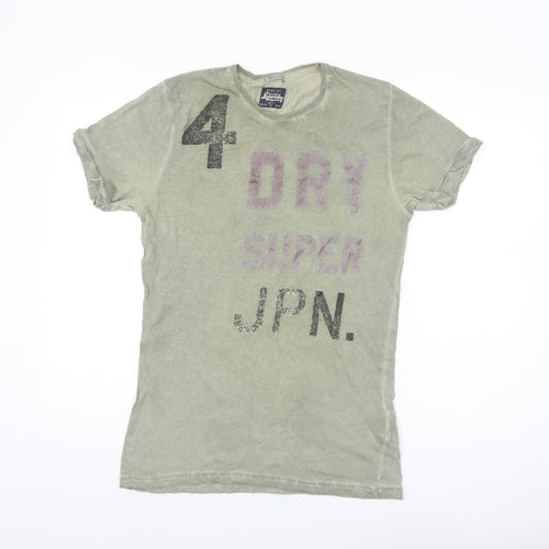 Superdry Men's Green Graphic Print Slim Fit Cotton T-Shirt Medium