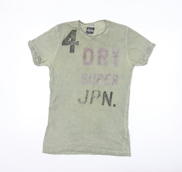 Superdry Men's Green Graphic Print Slim Fit Cotton T-Shirt Medium