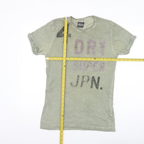 Superdry Men's Green Graphic Print Slim Fit Cotton T-Shirt Medium