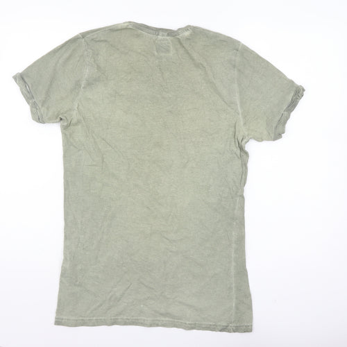 Superdry Men's Green Graphic Print Slim Fit Cotton T-Shirt Medium