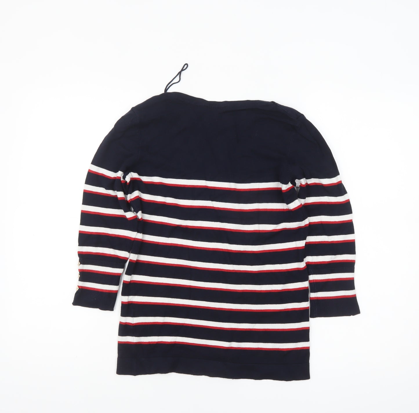 Orsay Women's Blue Striped Boat Neck 3/4 Sleeve Knit Jumper L