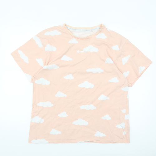 Bench Womens Pink Cloud Print Cotton T-Shirt Size 12