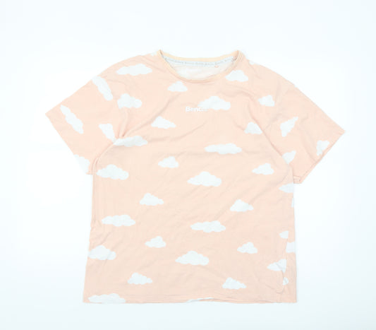Bench Womens Pink Cloud Print Cotton T-Shirt Size 12