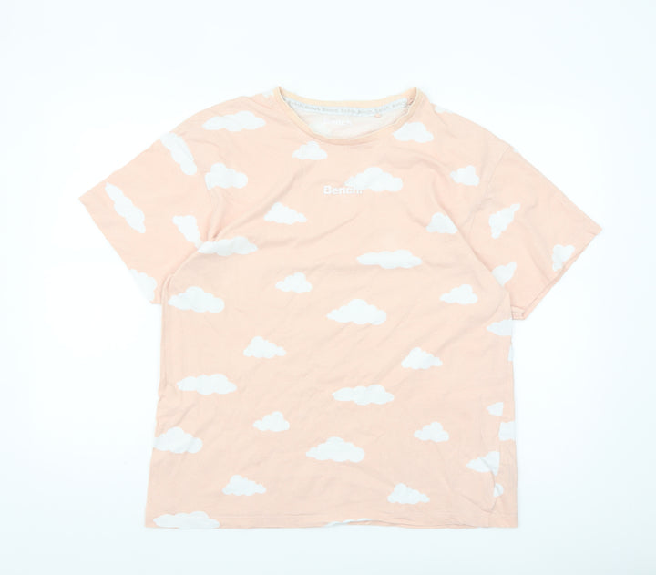Bench Womens Pink Cloud Print Cotton T-Shirt Size 12
