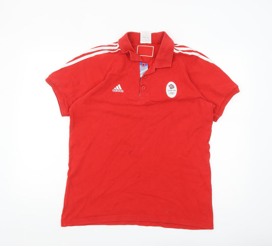 Adidas Team GB Red Polo Shirt Men's M Classic Cotton Olympic Style