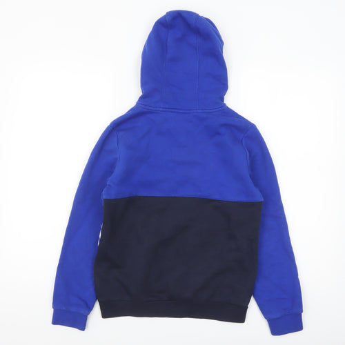 Adidas Boys Blue Pullover Hoodie 11-12 Years Colourblock Logo Sportswear