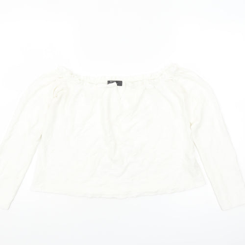 Bershka Women White Off Shoulder Long Sleeve Blouse Size 12