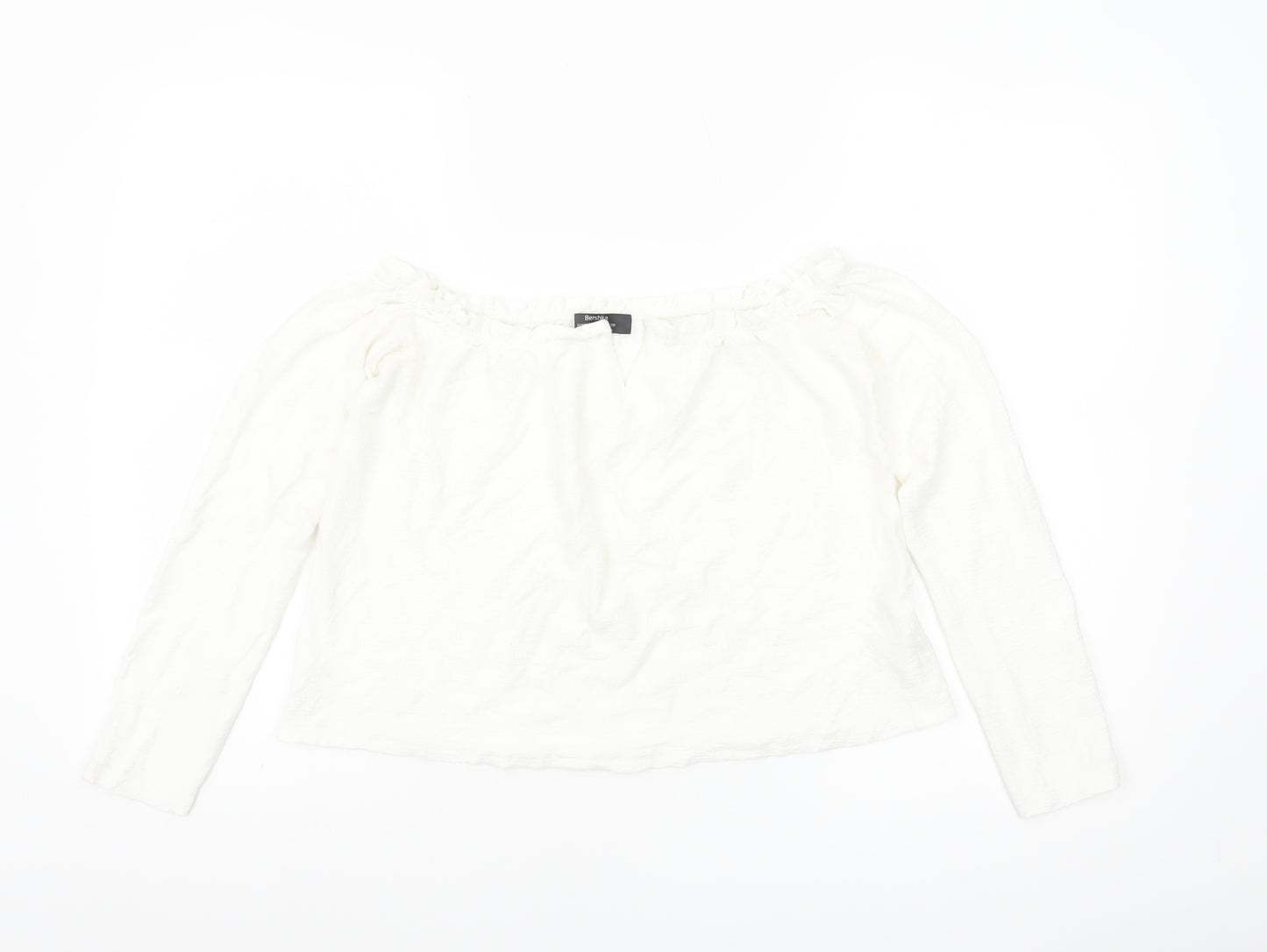 Bershka Women White Off Shoulder Long Sleeve Blouse Size 12