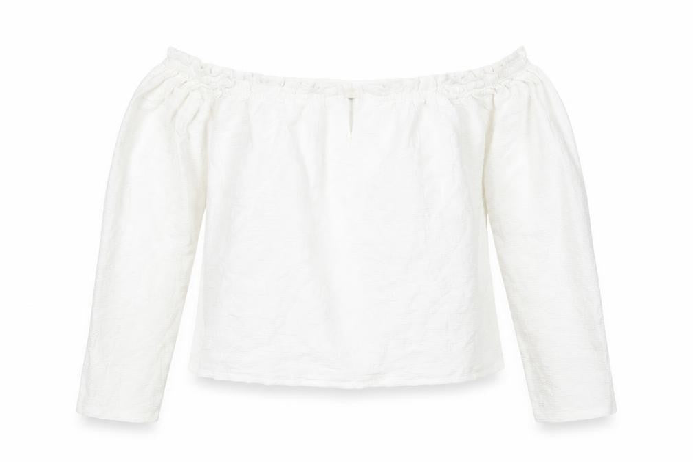 Bershka Women White Off Shoulder Long Sleeve Blouse Size 12