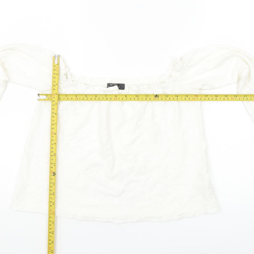 Bershka Women White Off Shoulder Long Sleeve Blouse Size 12