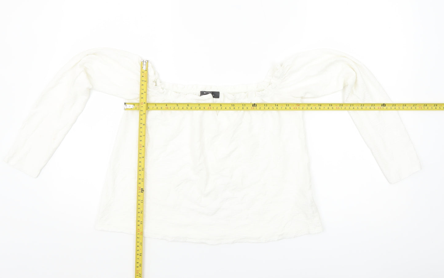 Bershka Women White Off Shoulder Long Sleeve Blouse Size 12