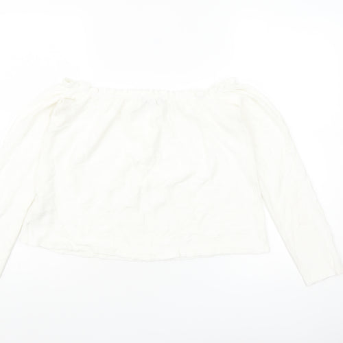 Bershka Women White Off Shoulder Long Sleeve Blouse Size 12