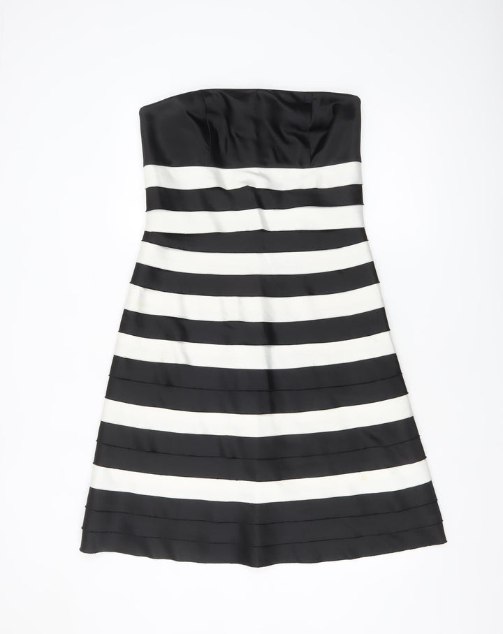 Debenhams Women’s Black White Strapless A-Line Dress Size 12