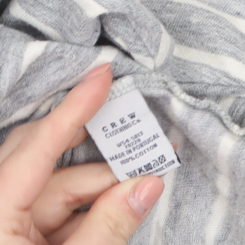 Crew Clothing Co. Womens Grey Striped 3/4 Sleeve Cotton Top Size 12
