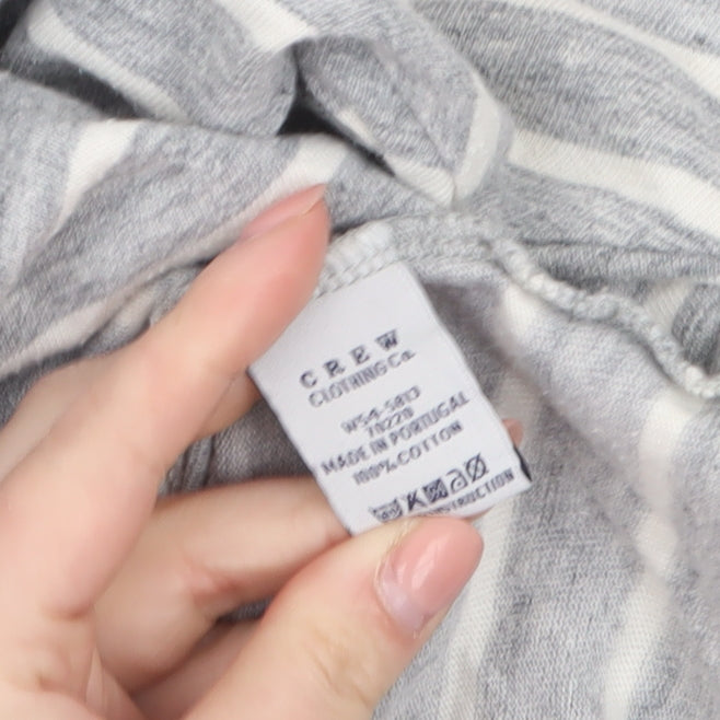 Crew Clothing Co. Womens Grey Striped 3/4 Sleeve Cotton Top Size 12