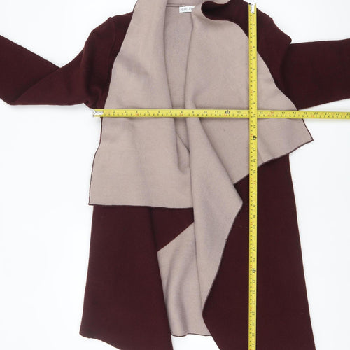 Gallery Women's Burgundy & Beige Open Front Long Sleeve Cardigan S