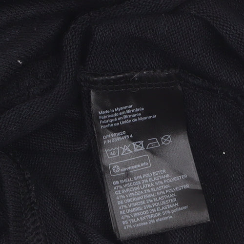 H&M Divided Womens Black XS Cropped Long Sleeve V-Neck Top