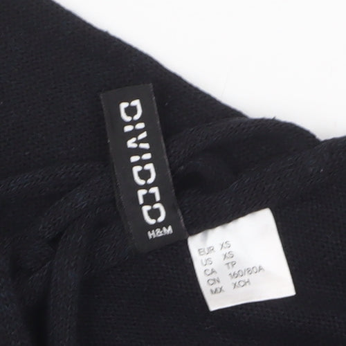 H&M Divided Womens Black XS Cropped Long Sleeve V-Neck Top