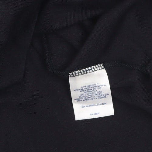 Lands' End Women's Black Cotton Long Sleeve Polo Shirt M