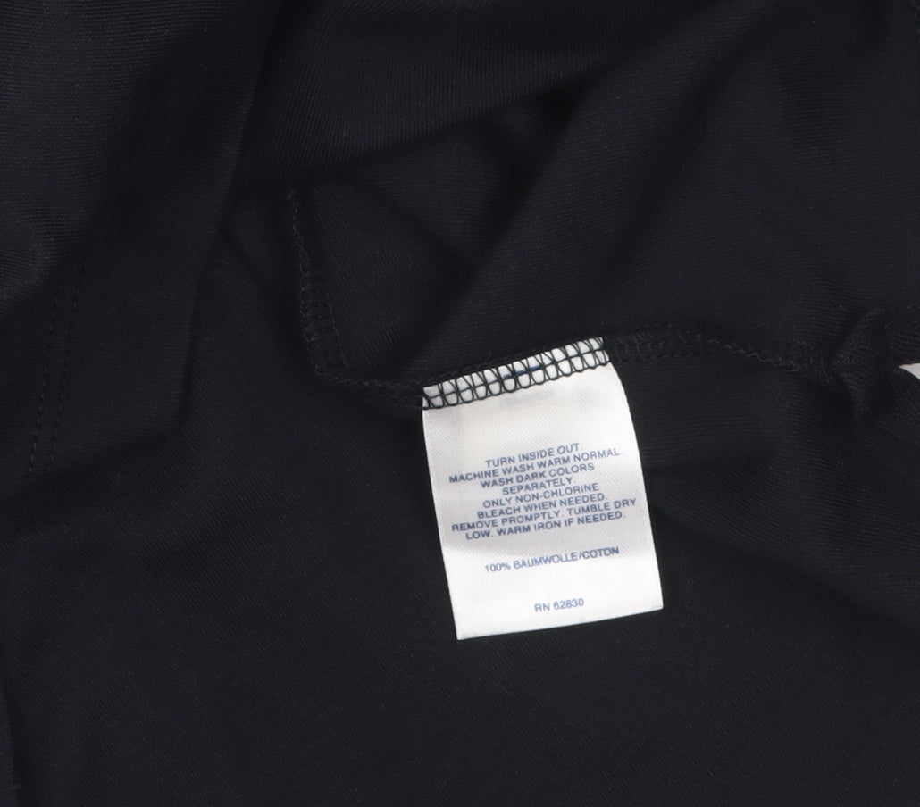 Lands' End Women's Black Cotton Long Sleeve Polo Shirt M