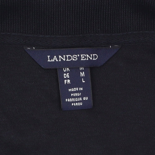 Lands' End Women's Black Cotton Long Sleeve Polo Shirt M