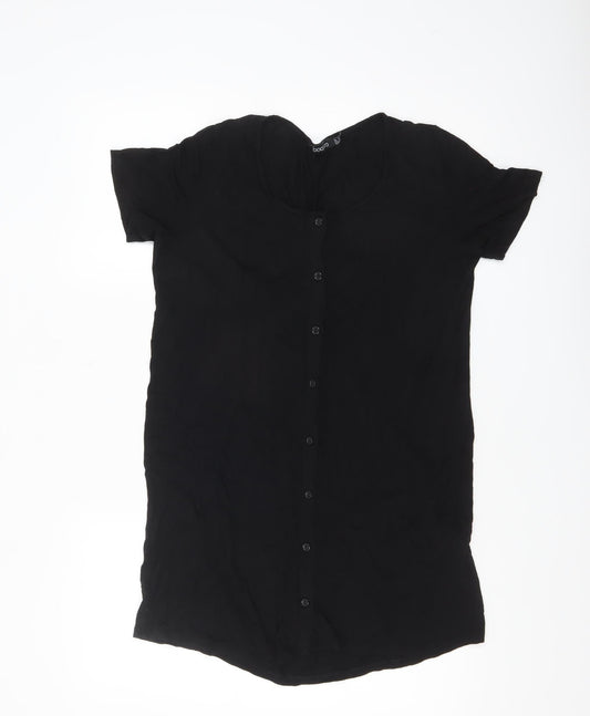 Boohoo Women’s Black Short Sleeve Button-Up Shirt UK 10