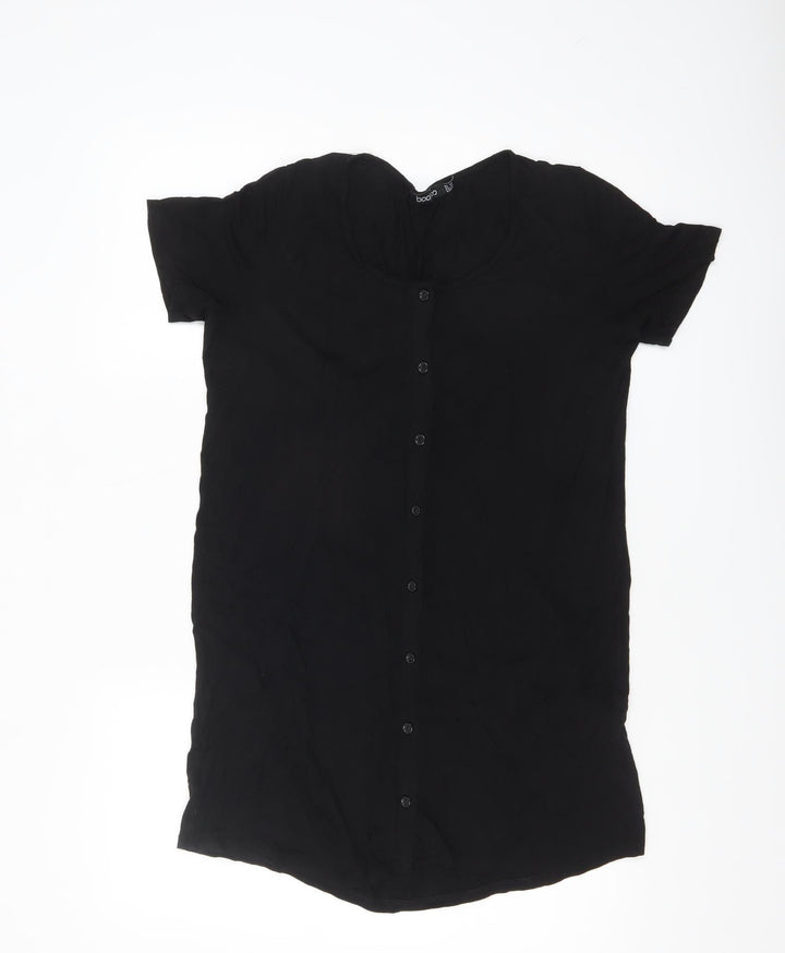 Boohoo Women’s Black Short Sleeve Button-Up Shirt UK 10