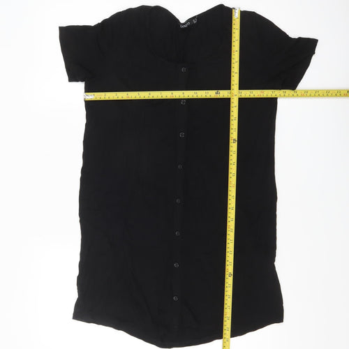 Boohoo Women’s Black Short Sleeve Button-Up Shirt UK 10