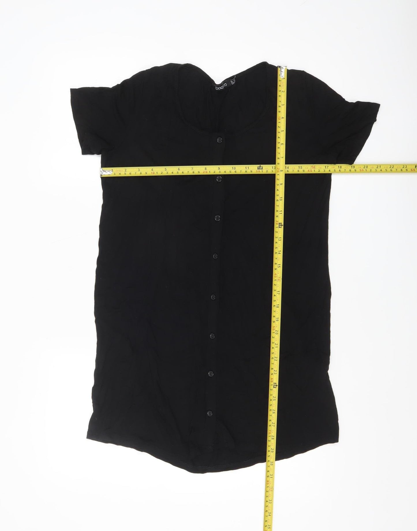 Boohoo Women’s Black Short Sleeve Button-Up Shirt UK 10