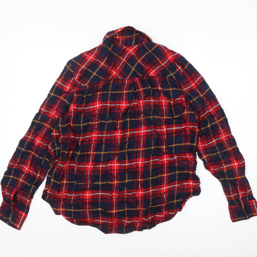 Apricot Womens Red Plaid Long Sleeve Button-Up Shirt Size 14