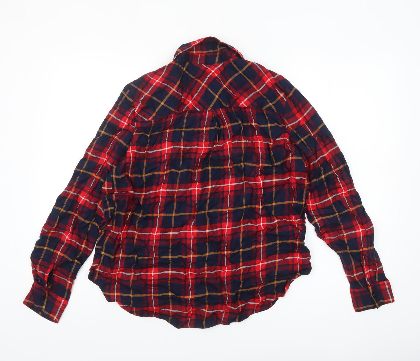 Apricot Womens Red Plaid Long Sleeve Button-Up Shirt Size 14