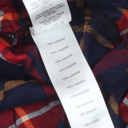 Apricot Womens Red Plaid Long Sleeve Button-Up Shirt Size 14