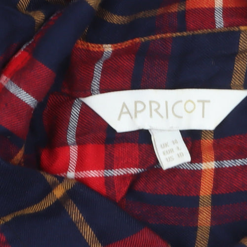 Apricot Womens Red Plaid Long Sleeve Button-Up Shirt Size 14
