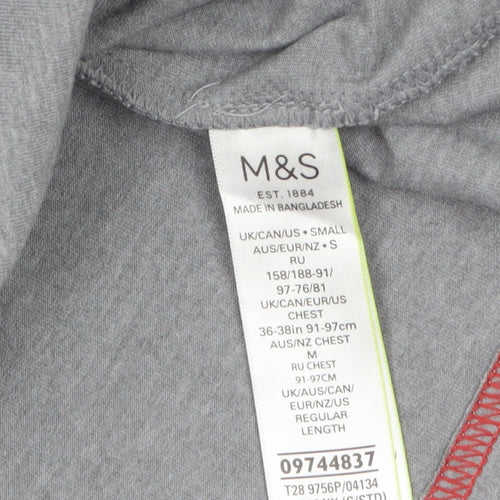 Marks and Spencer Mens Grey Sports Graphic T-Shirt Size S Regular Fit