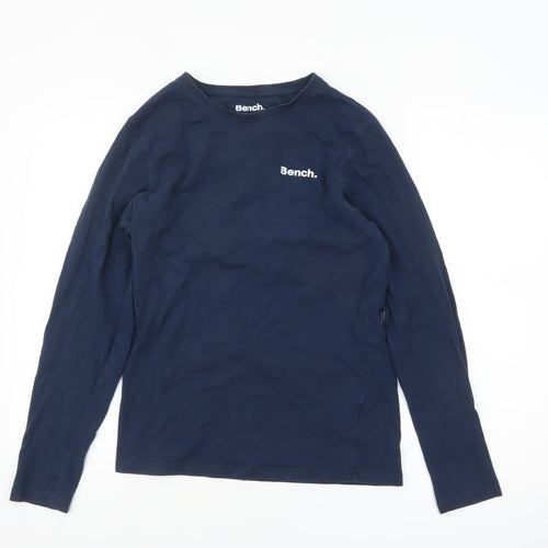 Bench Mens Blue Long Sleeve Cotton Crew Neck Top Size S
