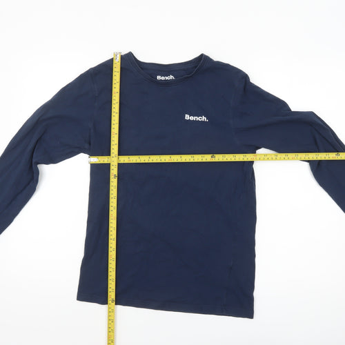 Bench Mens Blue Long Sleeve Cotton Crew Neck Top Size S
