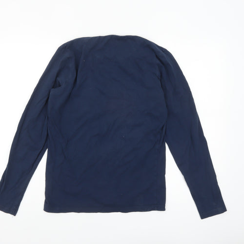 Bench Mens Blue Long Sleeve Cotton Crew Neck Top Size S