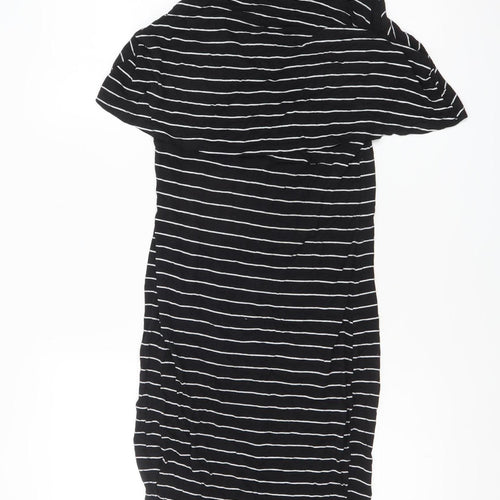 Boohoo Women's Black Striped Cold Shoulder Bodycon Dress Size 8