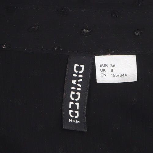 H&M Divided Women’s Black Sheer Polka Dot Collared Blouse Size 8