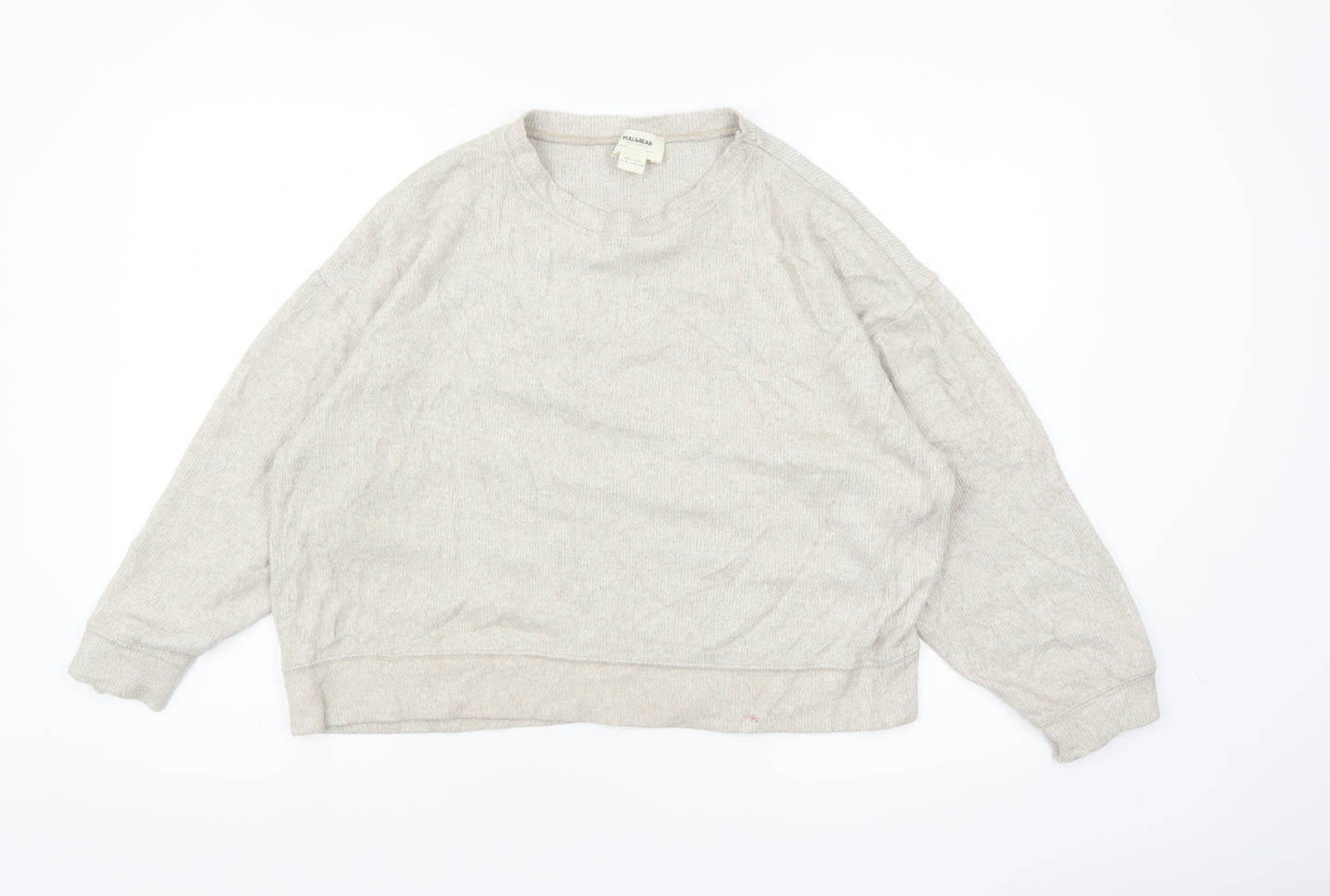 Pull & Bear Women’s Beige Relaxed Fit Long Sleeve Jersey Top Size 12